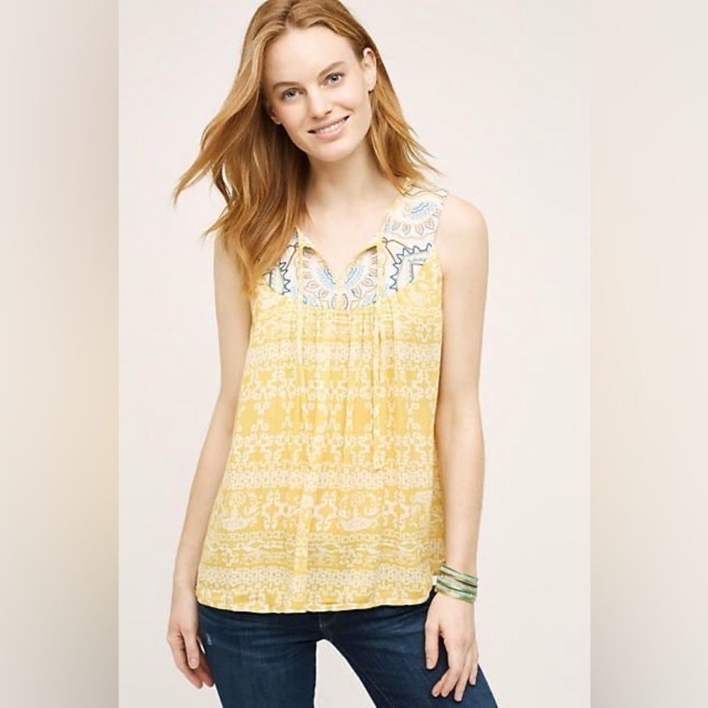 Anthropologie One September Larkspur Tank Blouse Sz. XS